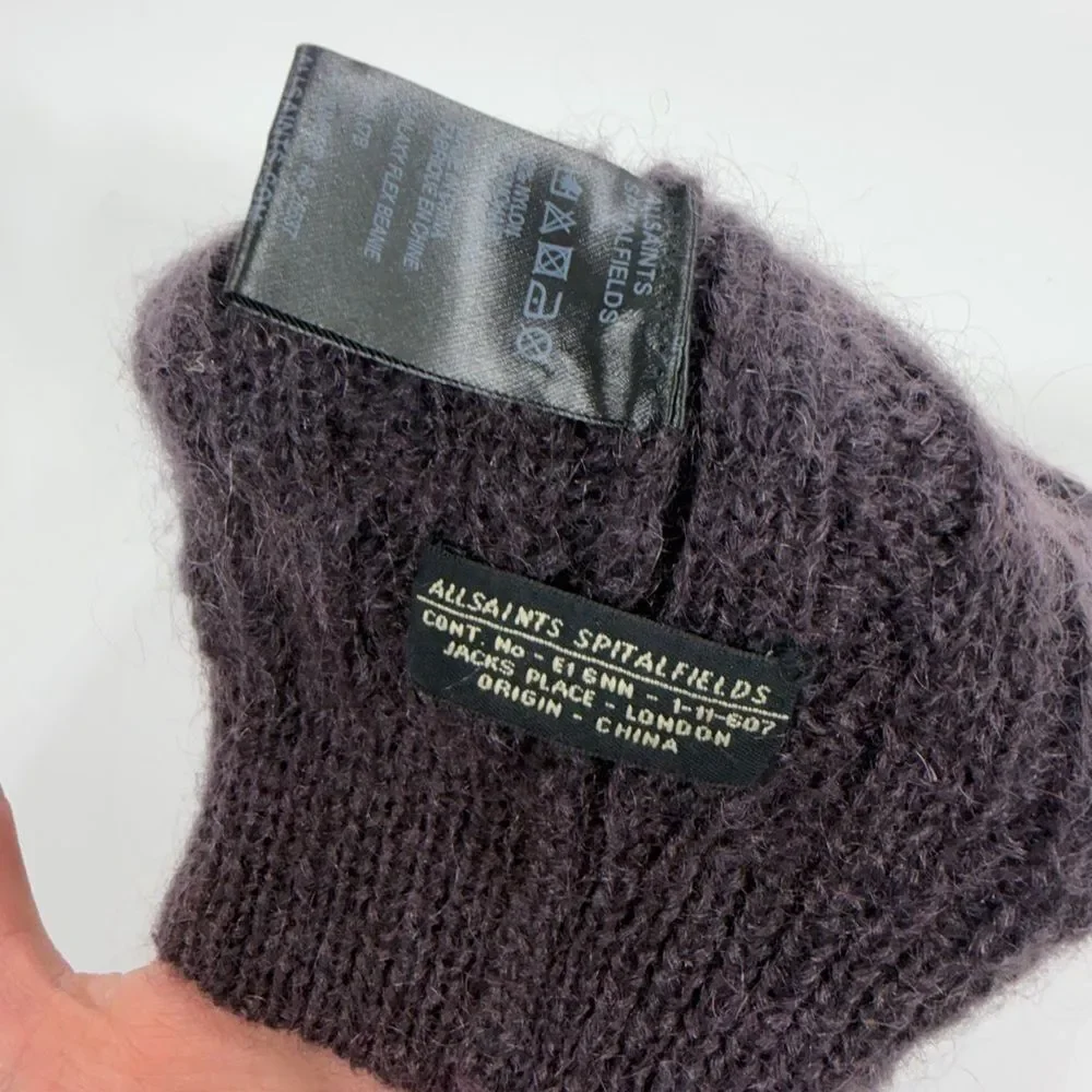 All Saints Dark purple slouch wool Knit Beanie